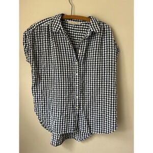 LOFT Women's Black and White Gingham Shirt Size M Cottagecore Cabincore